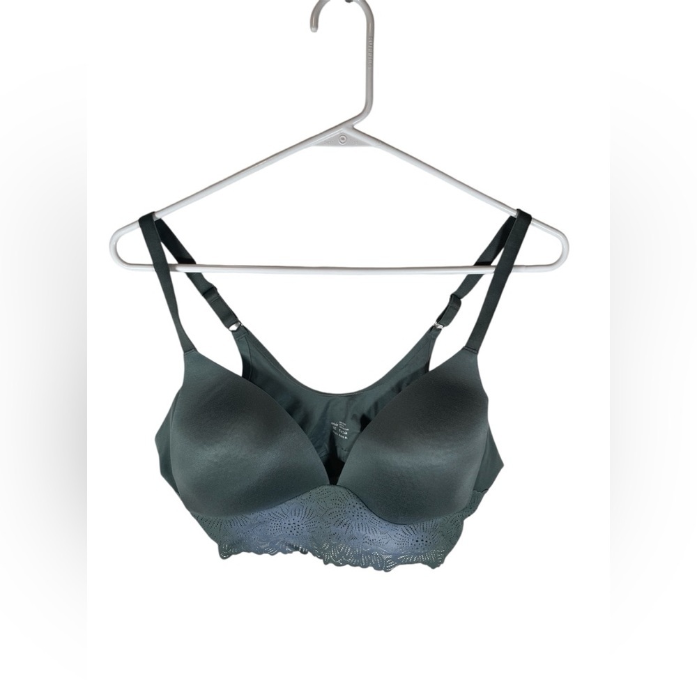 Aerie Lace Detail Real Sunnie Wireless Bra in Forest Green